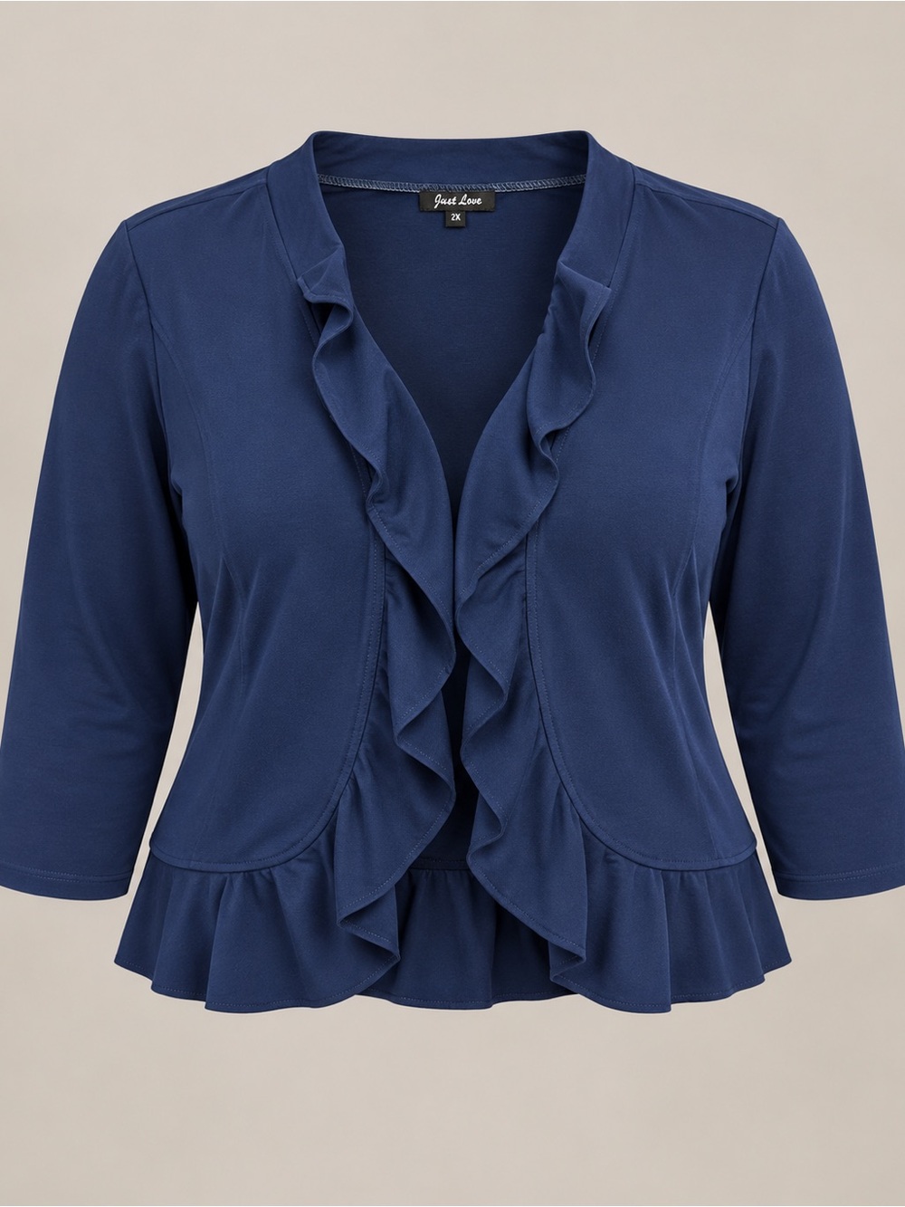 New with tags Just Love navy blue ruffle cardigan, women’s plus size 2X.